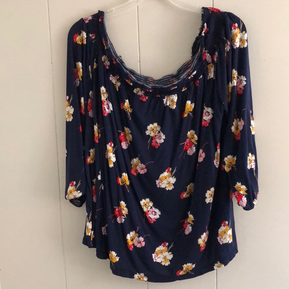 Old Navy Navy Blue Off the Shoulder Shirt